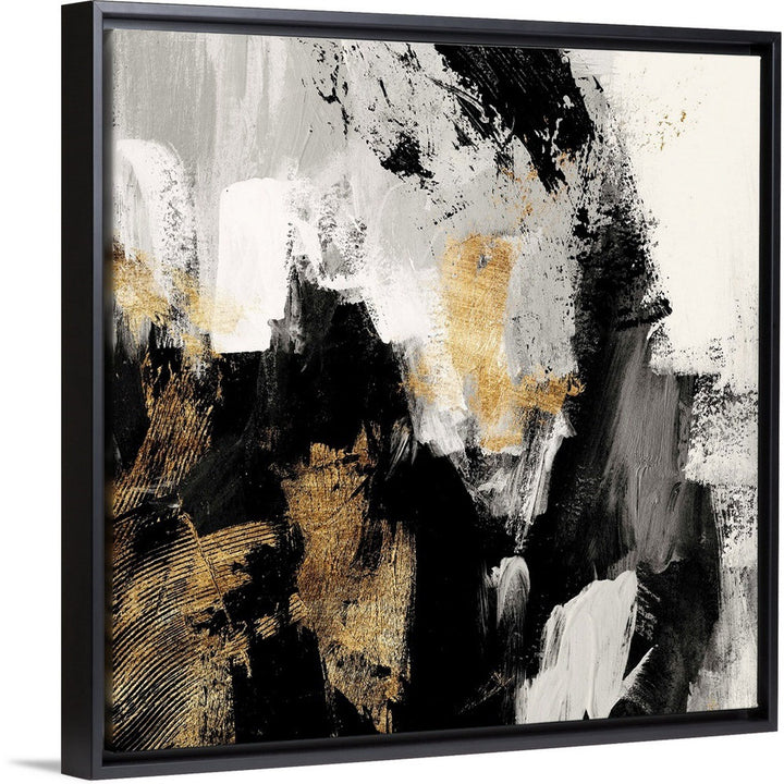 Neutral Gold Collage I by Victoria Borges - Painting Print on Canvas Ivy Bronx Size: 38" H x 38" W x 1.75" D Format: Black Floater Framed