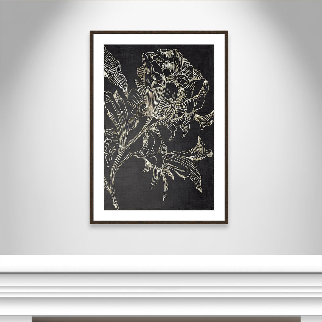 Golden Flower Folklore I by Asia Jensen - Picture Frame Graphic Art Print Joss & Main Size: 41.5" H x 29.5" W Format: Walnut Framed