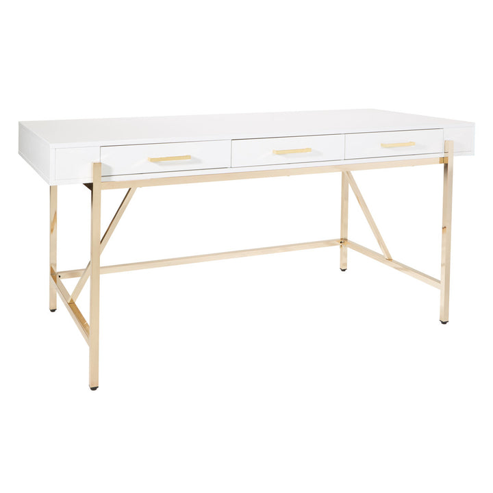 Vallee Desk with Built in Outlets Mercer41 Color: White/Gold