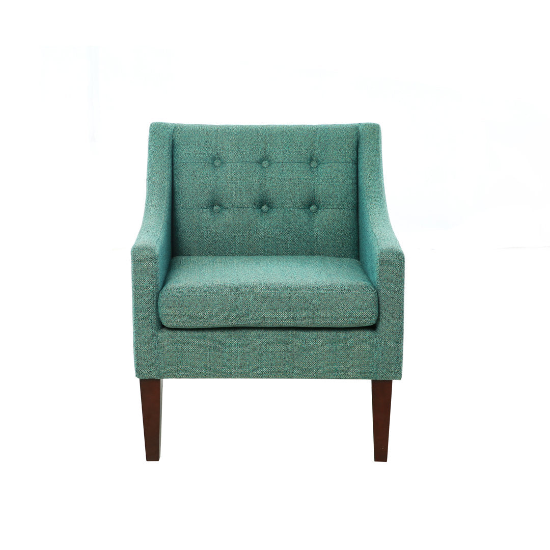 Clopton 26" Wide Mid-Century Modern Tufted Accent Armchair Hashtag Home Fabric: Nubby Green Polyester Blend