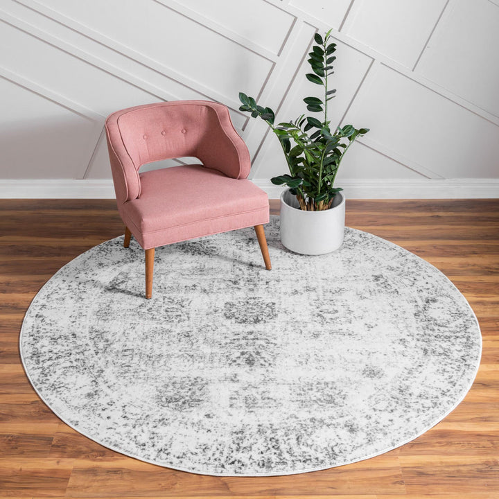 Brandt Floral Gray Area Rug Mistana™ Rug Size: Round 13'
