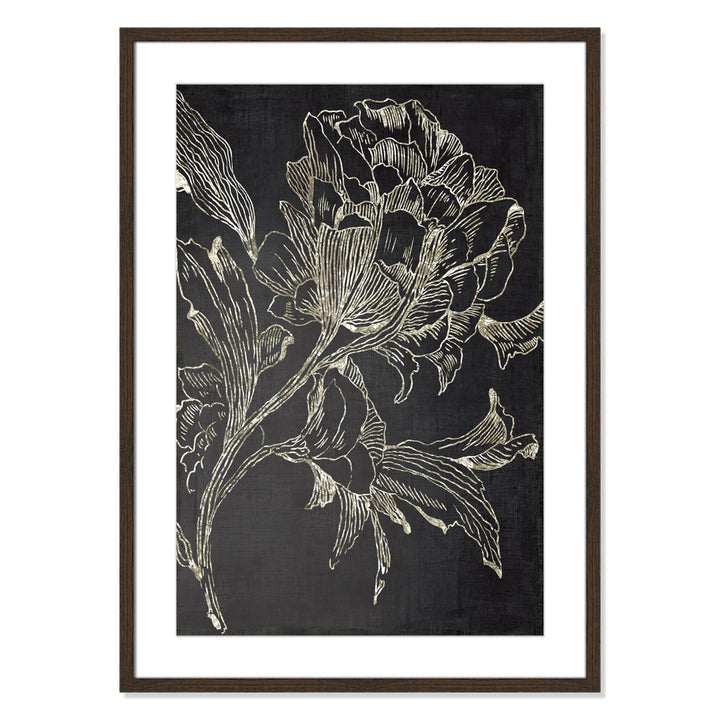 Golden Flower Folklore I by Asia Jensen - Picture Frame Graphic Art Print Joss & Main Size: 35.5" H x 25.5" W Format: Walnut Framed