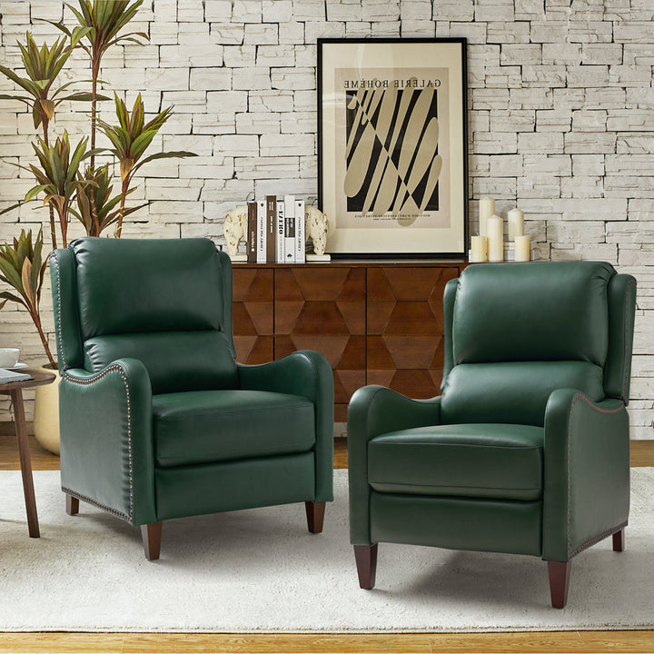 Beecher 28.75" Wide Genuine Leather Club Recliner (Set of 2) Lark Manor™ Body Fabric: Green Genuine Leather