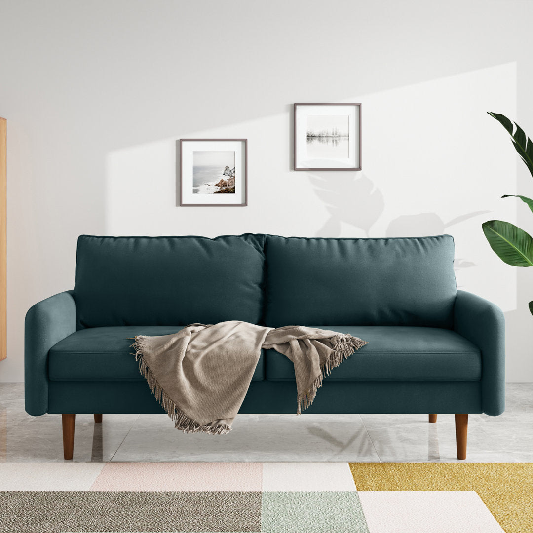 Anacapa 70" Velvet Round Arm Sofa Corrigan Studio® Fabric: Prussian Blue Velvet