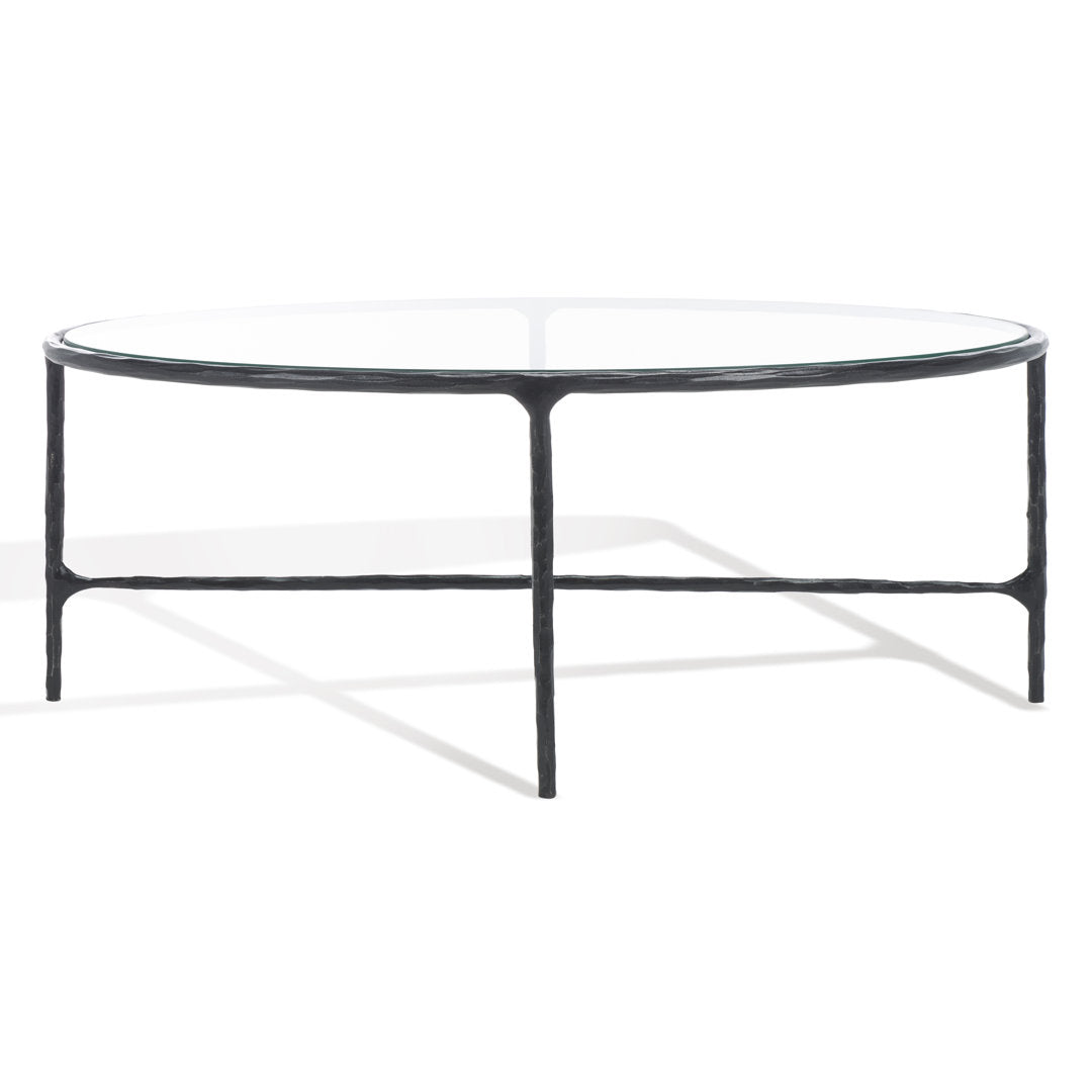 Evelynn 4 Legs Coffee Table Joss & Main Table Base Color: Black, Table Top Color: Clear