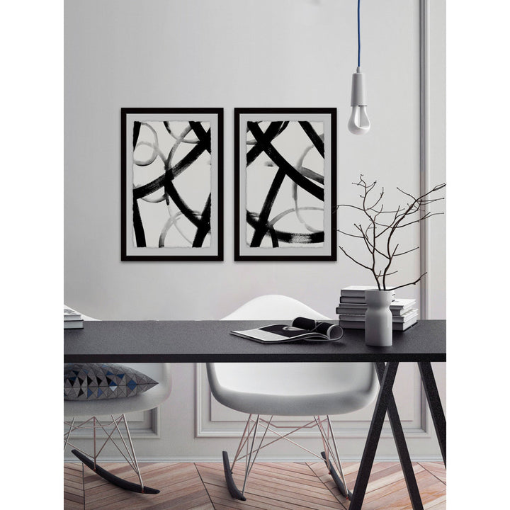 Monochrome Ripple Diptych' 2 Piece Framed Print Set Orren Ellis Size: 45" H x 30" W x 1.5" L