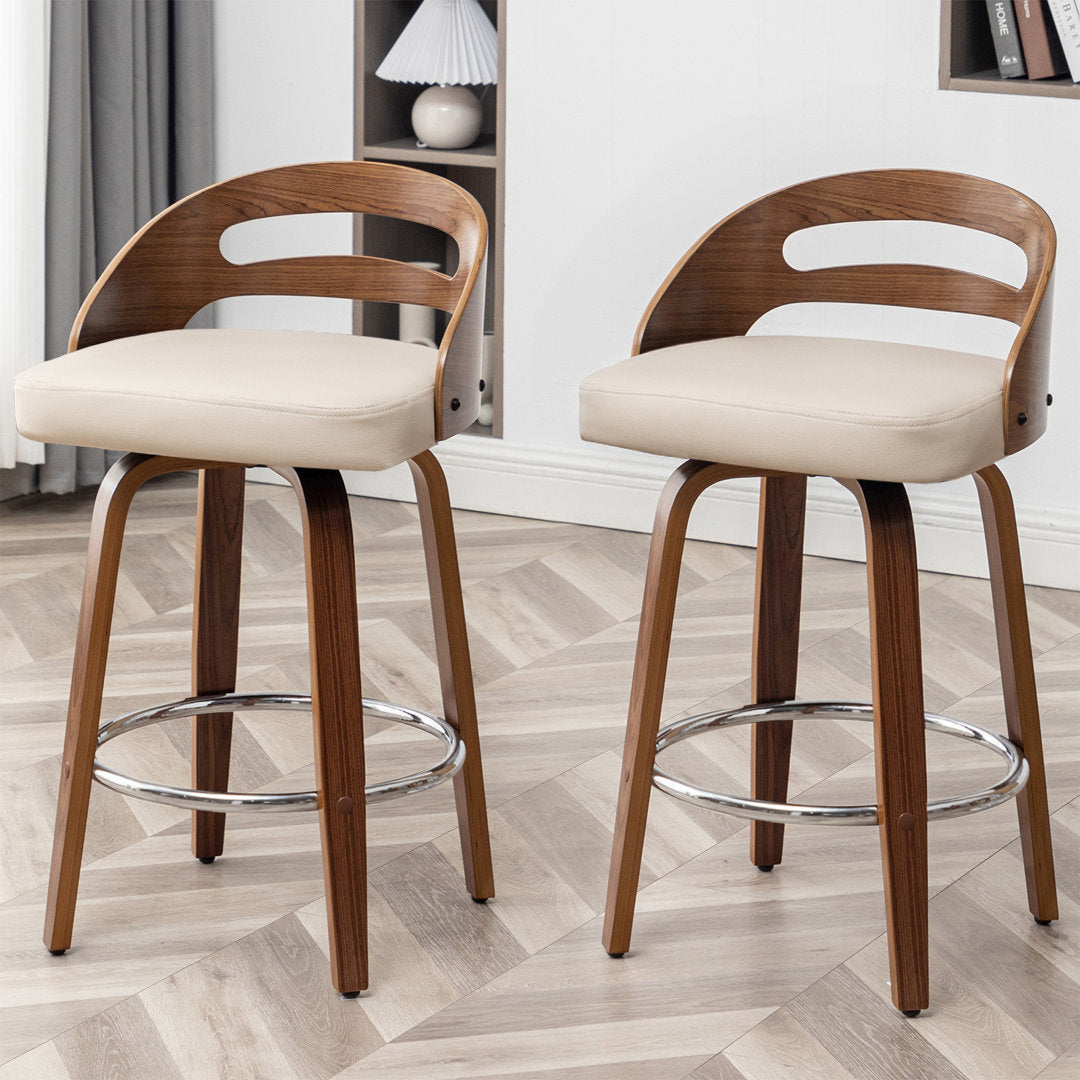 Mahtab Swivel Counter & Bar Stool (Set of 2) Corrigan Studio® Seat Height: Counter Stool = 25.59” Seat Height, Upholstery: Beige Faux Leather
