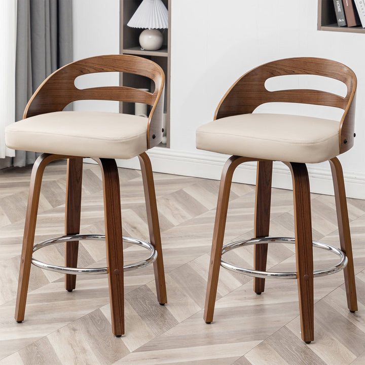 Mahtab Swivel Counter & Bar Stool (Set of 2) Corrigan Studio® Seat Height: Counter Stool = 25.59” Seat Height, Upholstery: Beige Faux Leather