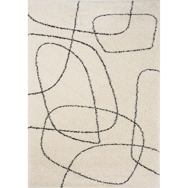 Rectangle Audeliz Abstract Machine Made Power Loom Polypropylene Area Rug in Cream Wade Logan® Rug Size: Rectangle  6'7" x 9'6"