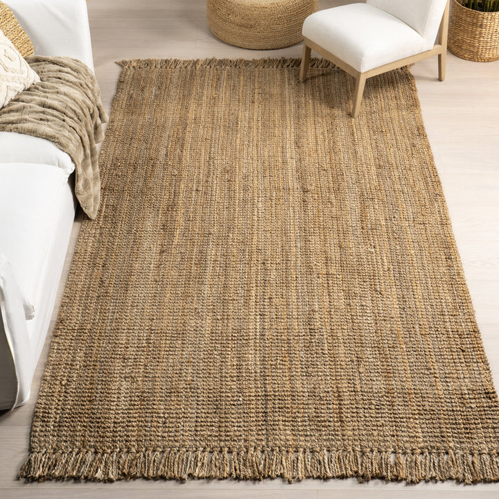 Isalena Handmade Flatweave Farmhouse Jute Area Rug in Natural Gracie Oaks Rug Size: Rectangle 9'6" x 13'6"