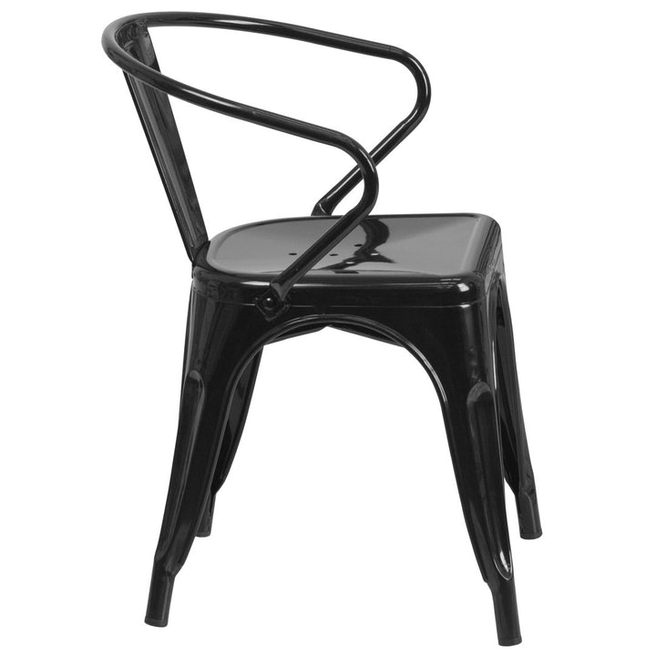 Hucheson Metal Indoor-Outdoor Chair with Arms Flash Furniture Seat Finish: Black