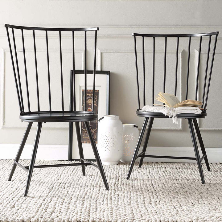 Kennamer Metal Slat Back Side Chair (Set of 2) Laurel Foundry Modern Farmhouse® Color: Black