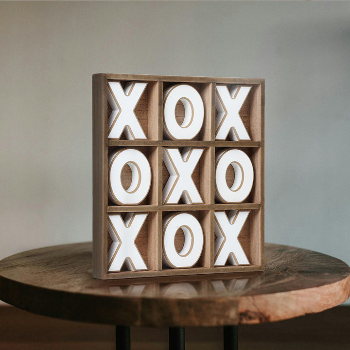 Wood Tic Tac Toe Board Game American Art Decor