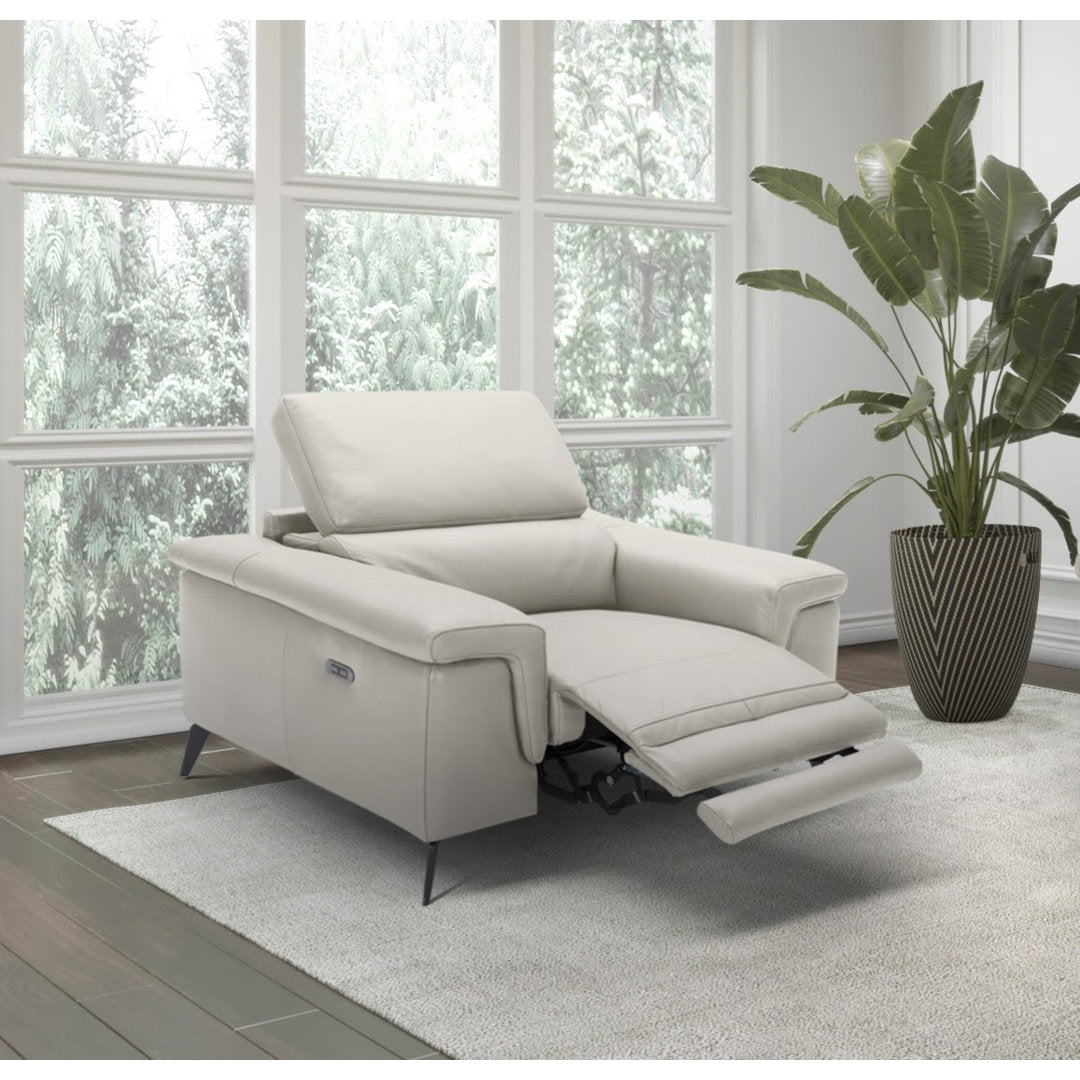 Philippa 44" Wide Genuine Leather Power Zero Clearance Standard Recliner Orren Ellis Fabric: Smoke Gray Genuine Leather