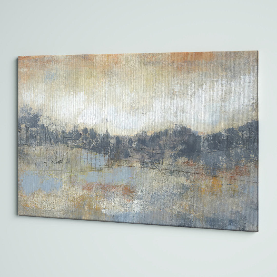 Cool Grey Horizon I - Wrapped Canvas Print Steelside™ Size: 32" H x 48" W