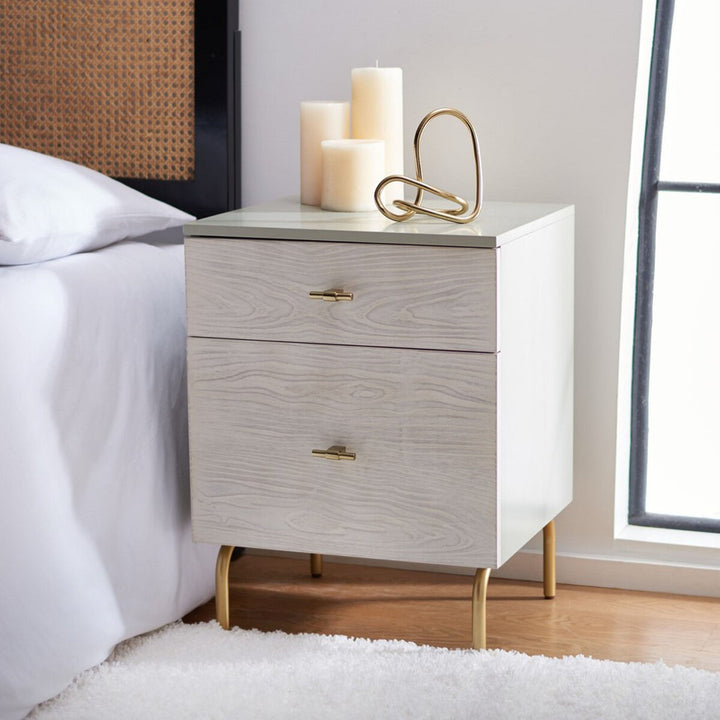 Linaris 2 - Drawer Nightstand Ivy Bronx Color: Gray/White Washed