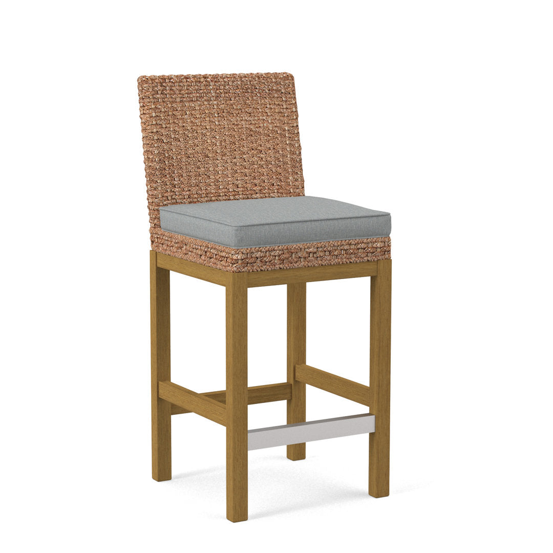 Seagrass Top Counter Stool Braxton Culler Leg Color: Honey Finish Body Fabric: Light Blue Performance Fabric; 0851-55