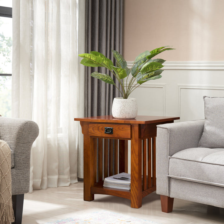Mission Solid Wood End Table in Medium Oak Loon Peak®
