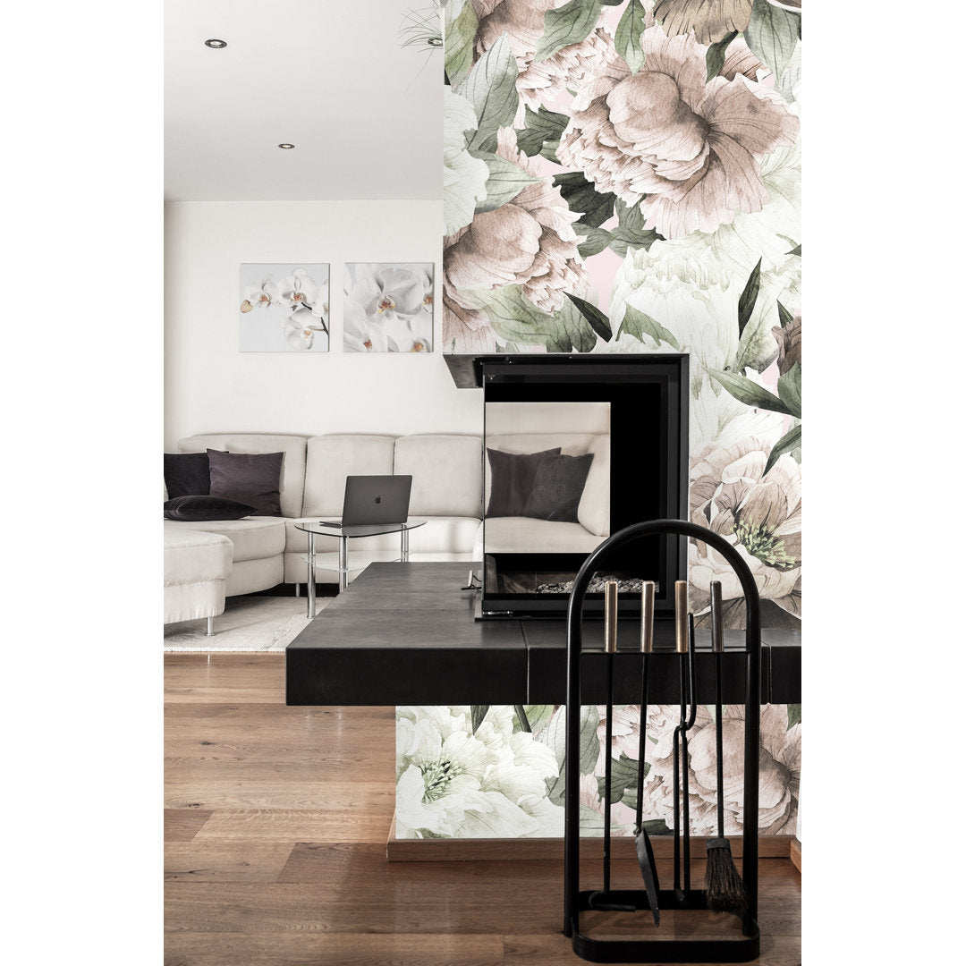Hampton Removable Vintage Bouquet Peonies 10.4167' L x 125" W Peel and Stick Wallpaper Roll House of Hampton®