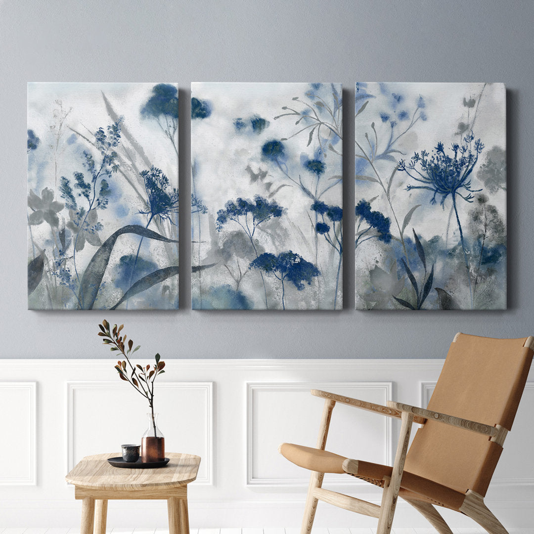 Inky Indigo - 3 Piece Picture Frame Print on Canvas Lark Manor™ Size: 36" H x 72" W x 1" D