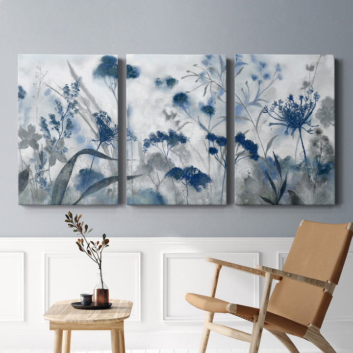 Inky Indigo - 3 Piece Picture Frame Print on Canvas Lark Manor™ Size: 36" H x 72" W x 1" D