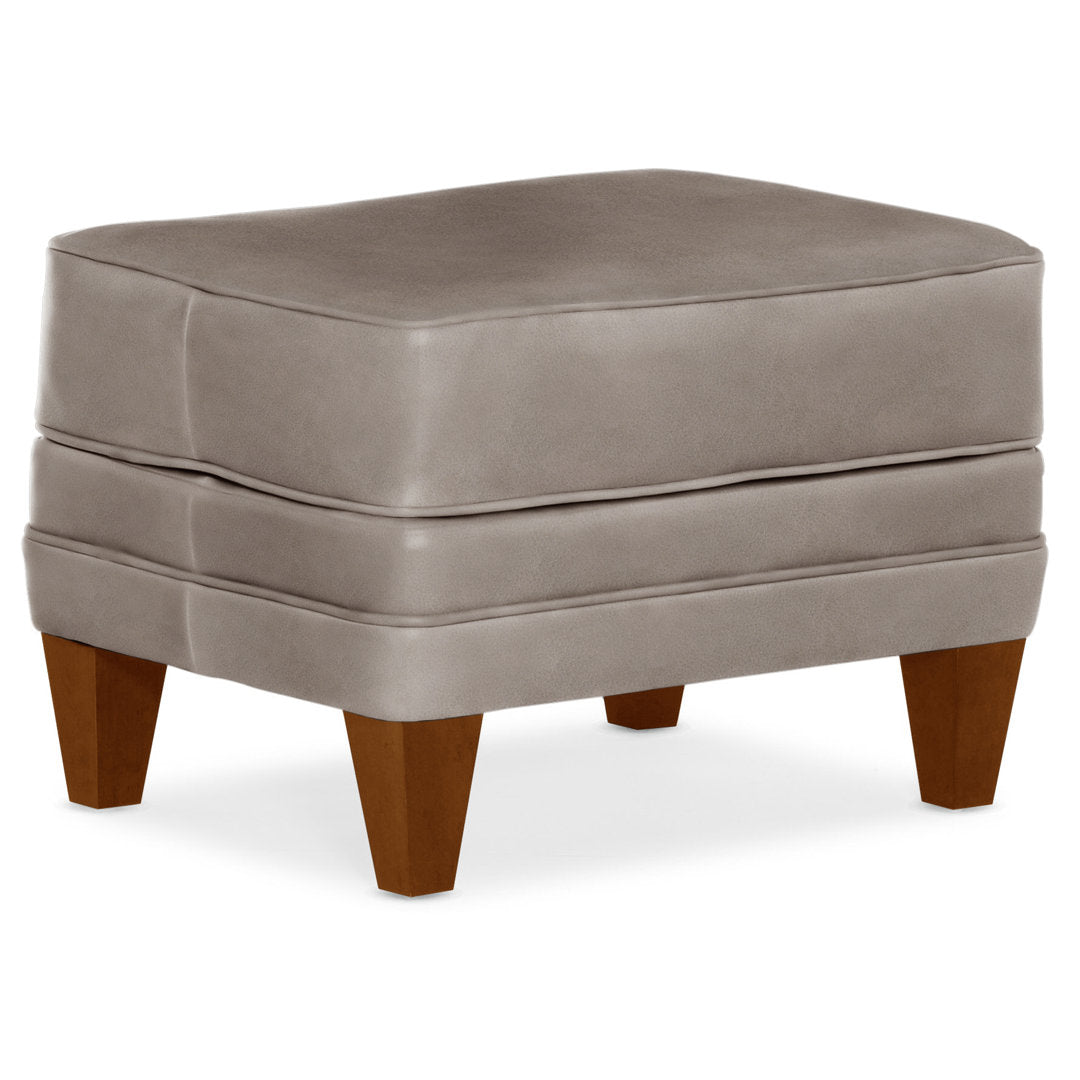 Zion 25" Wide Genuine Leather Rectangle Standard Ottoman Bradington-Young Leg Color: New Classiques Leather Type: Aline Light Grey Genuine Leather