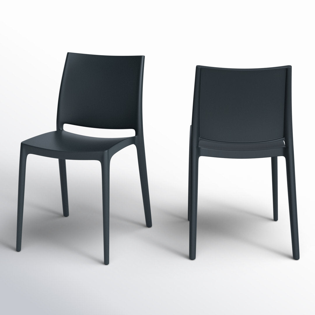 Burt Stacking Patio Dining Side Chair (Set of 2) AllModern Color: Black