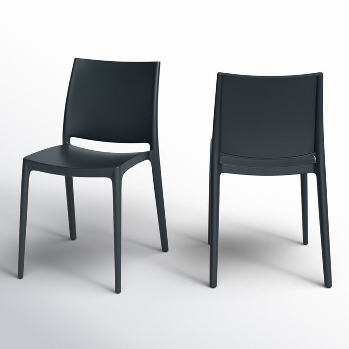 Burt Stacking Patio Dining Side Chair (Set of 2) AllModern Color: Black