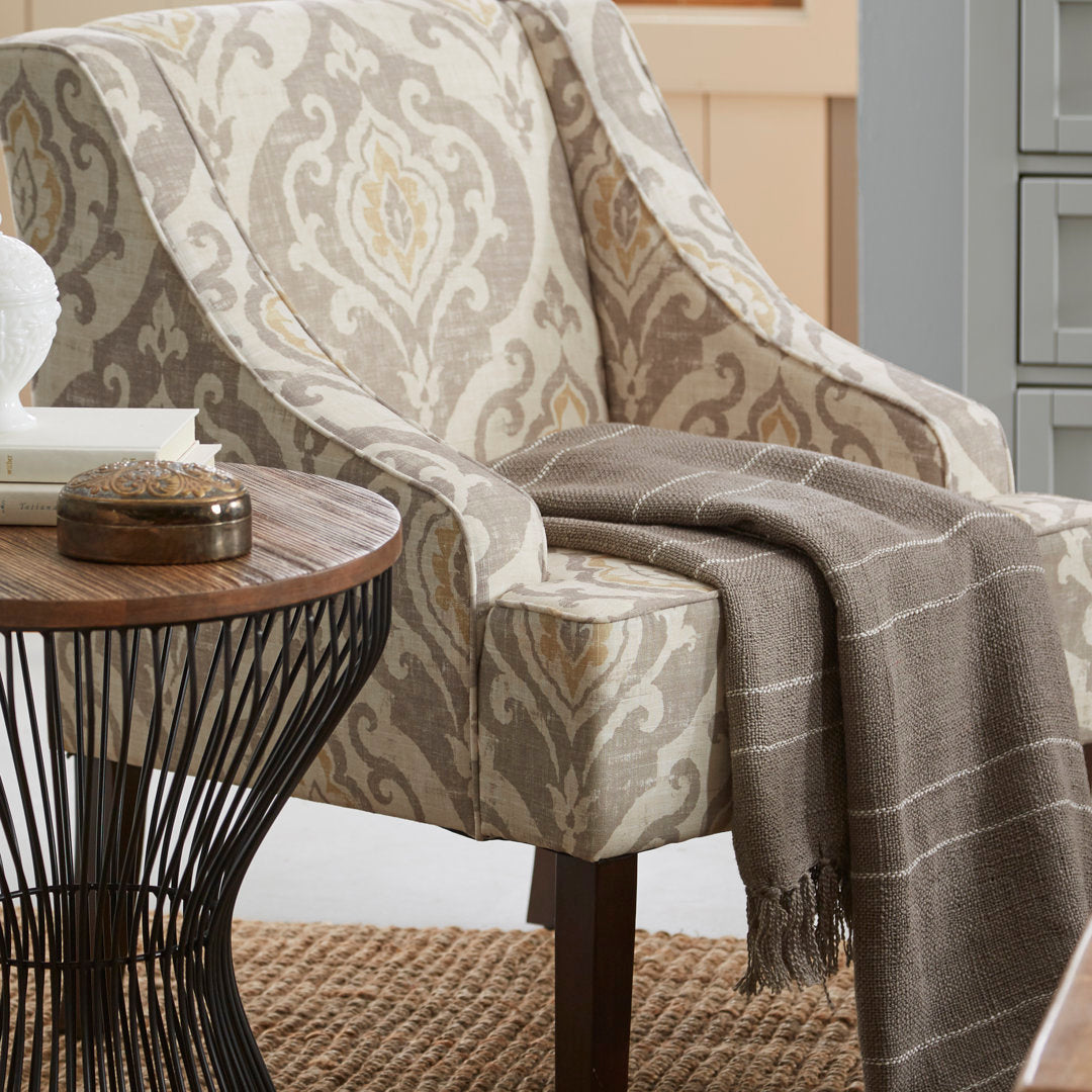 Adona Accent Chair Mistana™ Fabric: Tan/ Yellow/ Cream Damask  100% Cotton