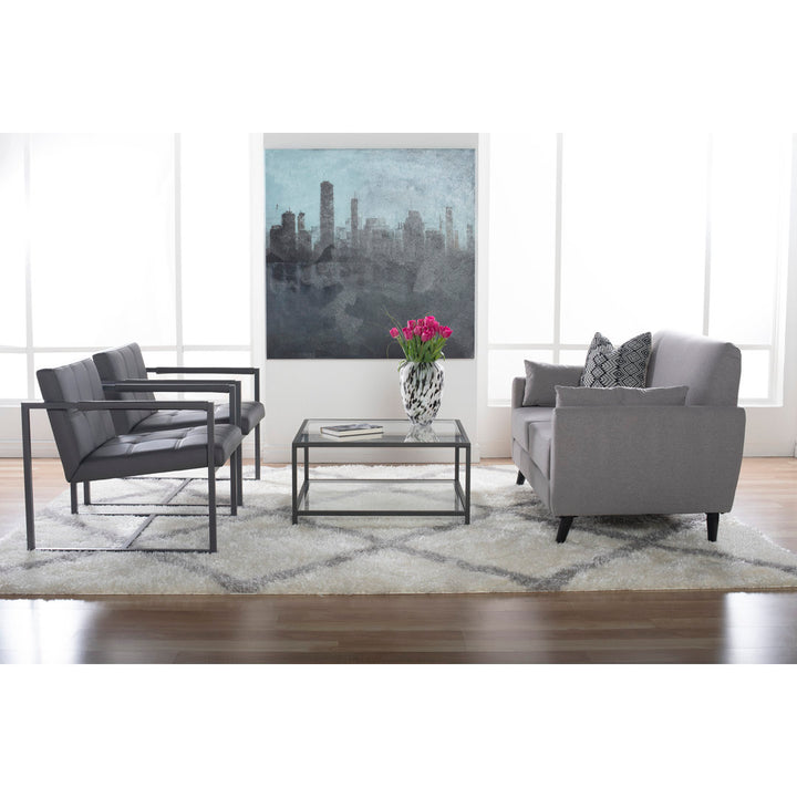 Holbeach 27.5" Wide Tufted Armchair Ivy Bronx Fabric: Pewter Faux Leather