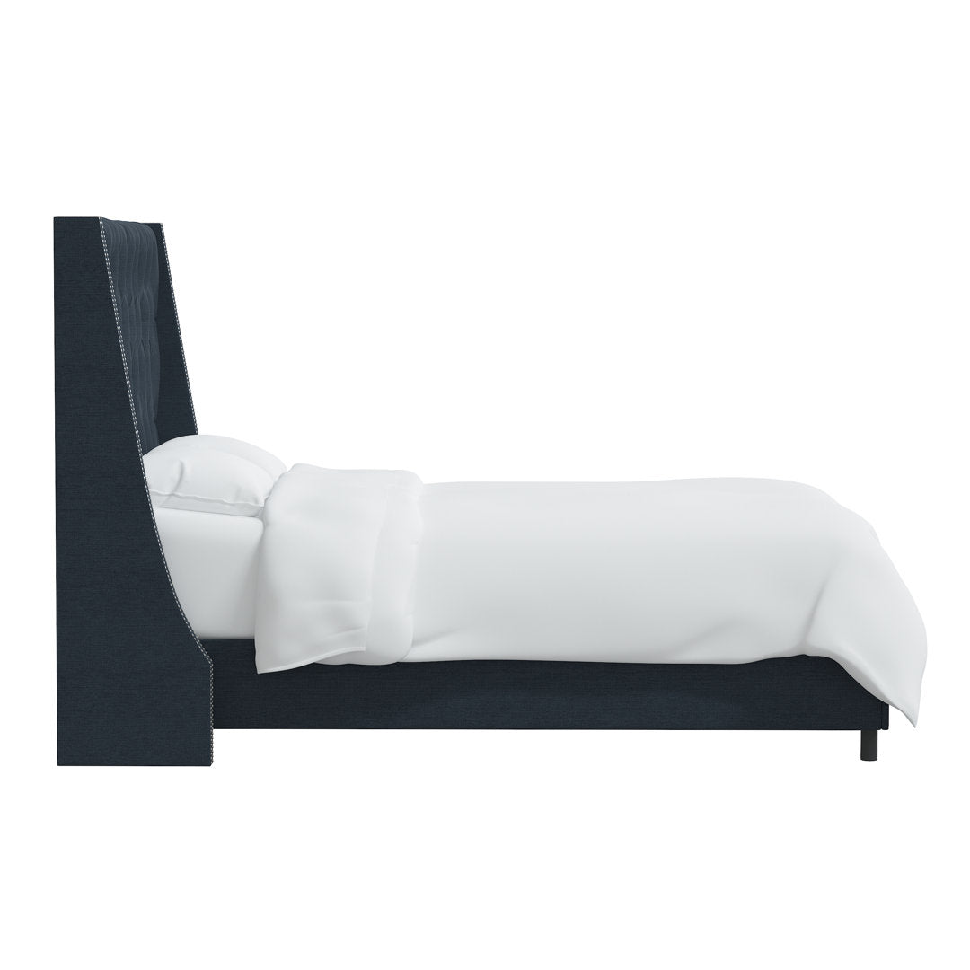 Annabel Upholstered Wingback Bed Kelly Clarkson Home Size: California King Body Fabric: Classic Navy Linen