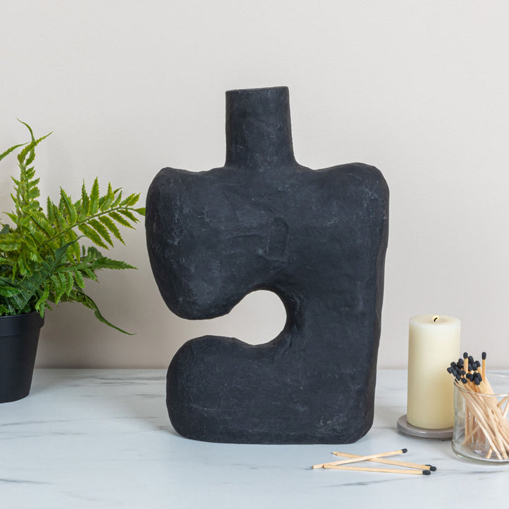 Amador Gray 14" Stoneware Table Vase AllModern Color: Black