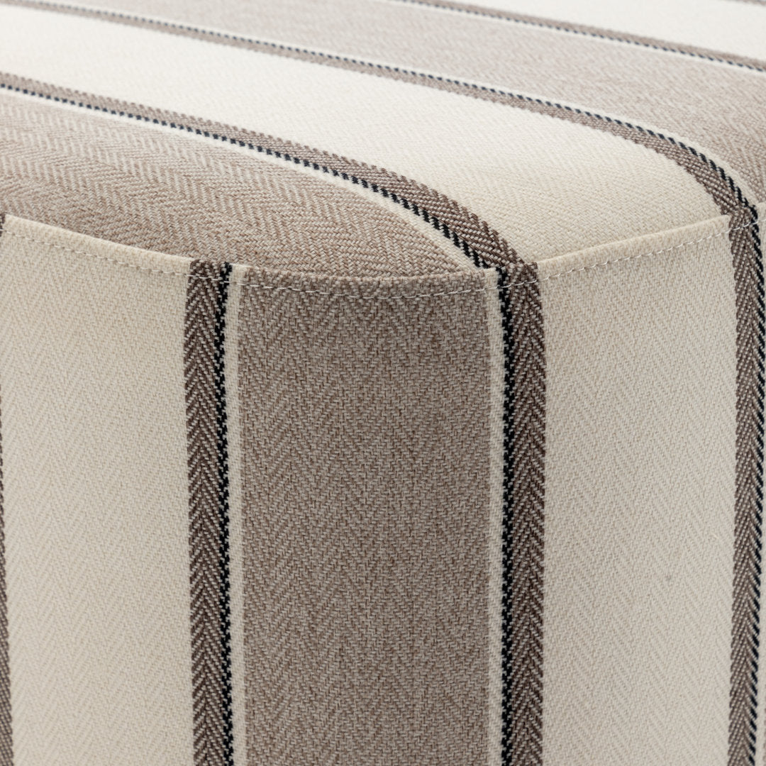 Ohman 16.5'' Wide Square Cube Ottoman Mercury Row® Leg Color: Black Body Fabric: Brown and White Striped Twill