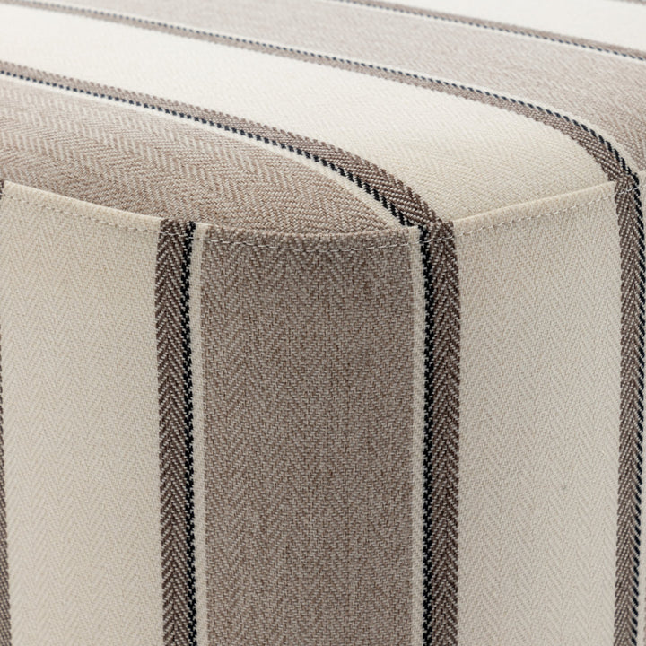 Ohman 16.5'' Wide Square Cube Ottoman Mercury Row® Leg Color: Black Body Fabric: Brown and White Striped Twill