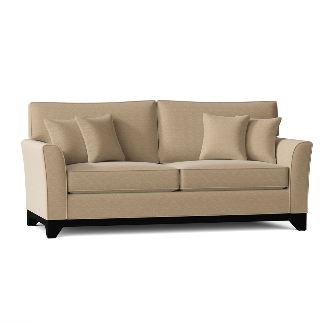 Lexi Flared Arm Sofa Poshbin Leg Color: Walnut Size: 84 Inches Body Fabric: Bella White Performance Velvet