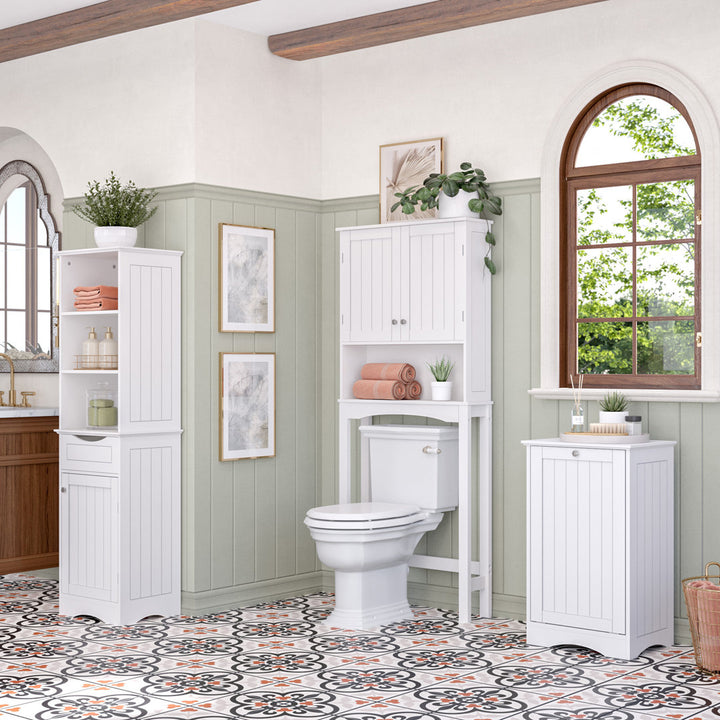 RiverRidge Ashland Tall Bathroom Storage Linen Cabinet and Organizer with Drawer and Shelves RiverRidge Home Finish: White
