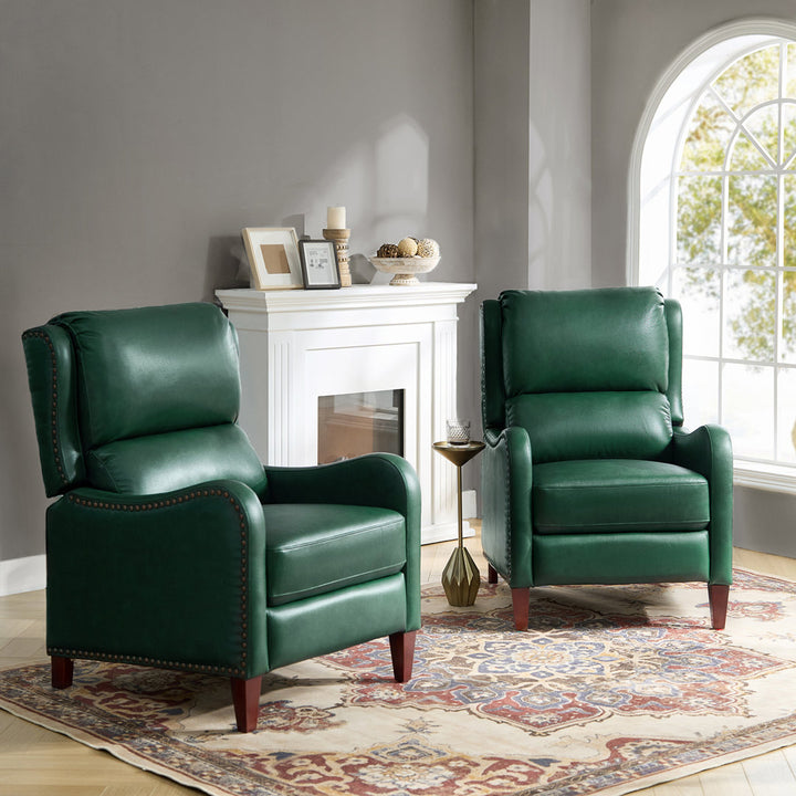 Beecher 28.75" Wide Genuine Leather Club Recliner (Set of 2) Lark Manor™ Body Fabric: Green Genuine Leather