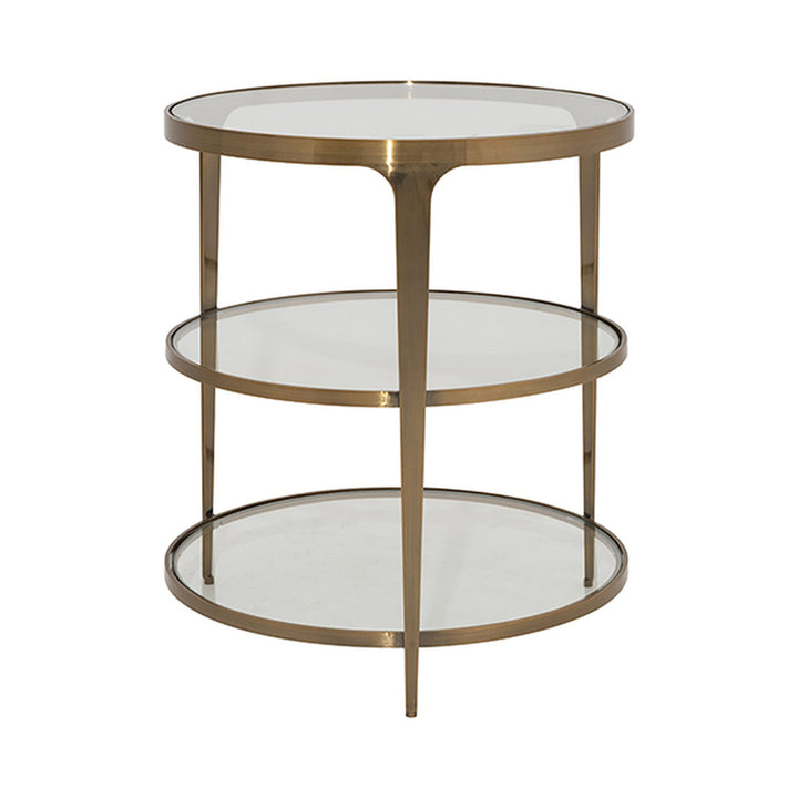 Vienna 26'' Tall Glass 3 Legs End Table Worlds Away Table Base Color: Antique Brass