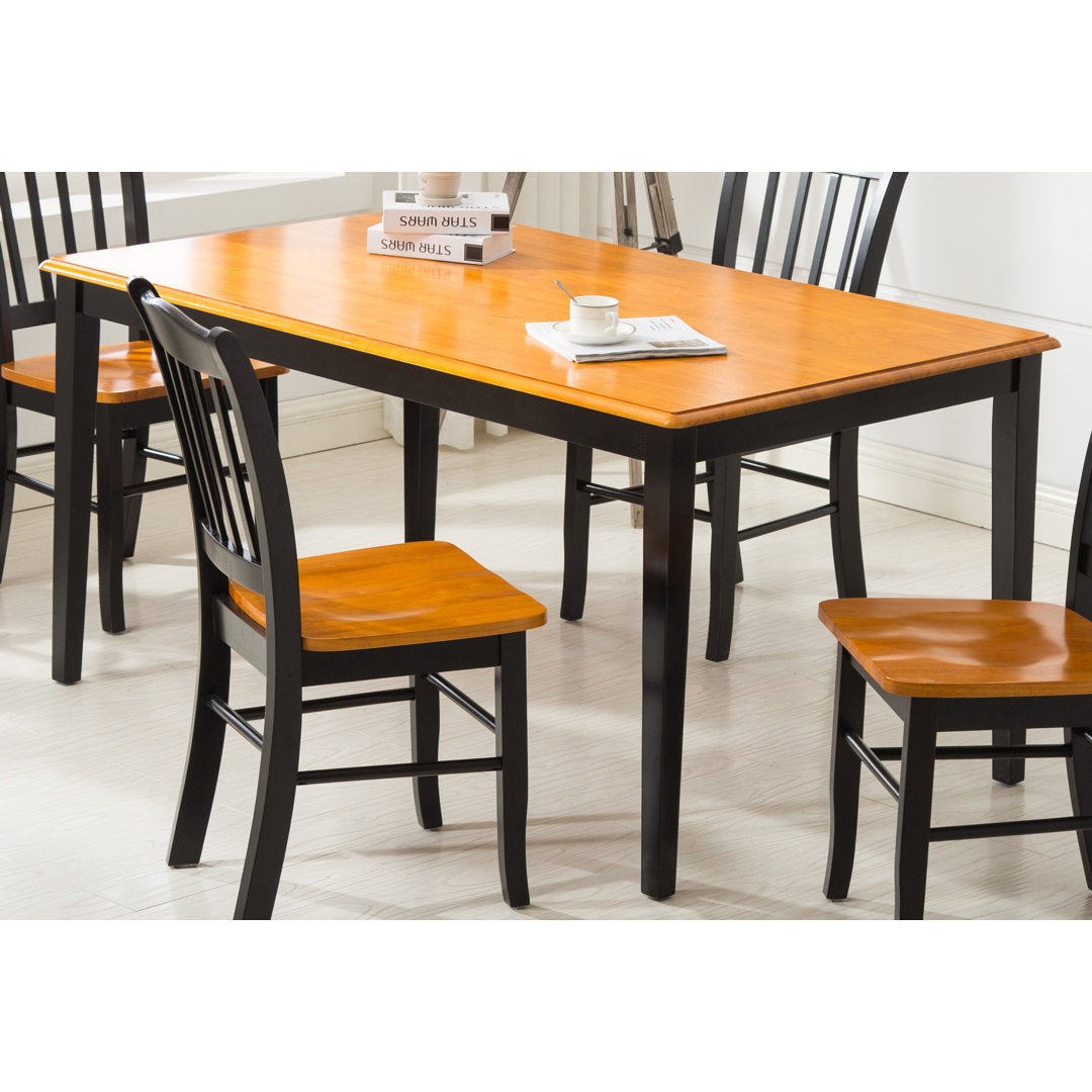 Weldy Hardwood Solid Wood Dining Table Red Barrel Studio® Finish: Black and Oak