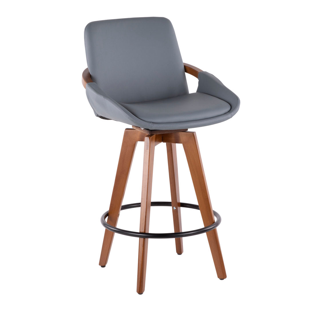 Whitacre Swivel Stool Wade Logan® Seat Height: Counter Stool (26" Seat Height), Upholstery: Gray Faux Leather