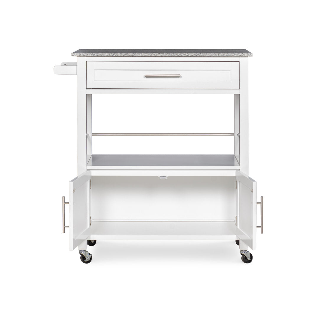 Ager Granite Top Kitchen Cart With Storage Space Latitude Run® Base Finish: White