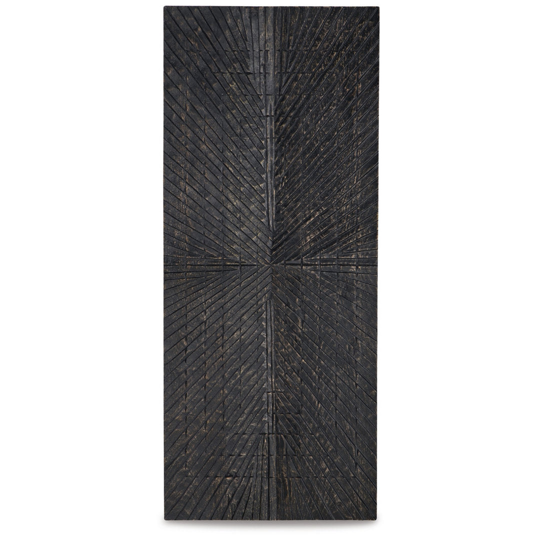 Ernest Wall Decor, Carved Sunburst Design, Wood Panel Benjara Color: Black