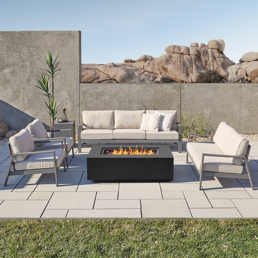 AEGEAN Propane / Natural Gas Outdoor Fire Pit Table Real Flame Size: 15" H x 50" W x 32" D Finish: Black