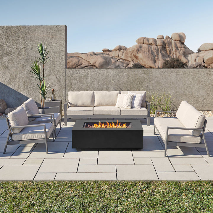 AEGEAN Propane / Natural Gas Outdoor Fire Pit Table Real Flame Size: 15" H x 50" W x 32" D Finish: Black