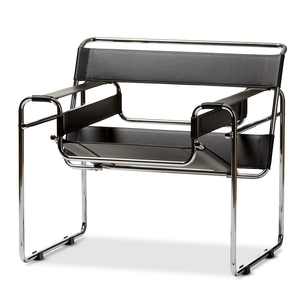 Henriquez 30.75" Wide Armchair Ivy Bronx Upholstery Color: Black Faux Leather
