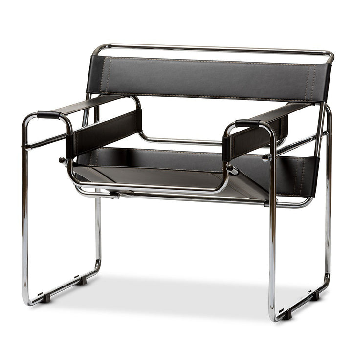 Henriquez 30.75" Wide Armchair Ivy Bronx Upholstery Color: Black Faux Leather