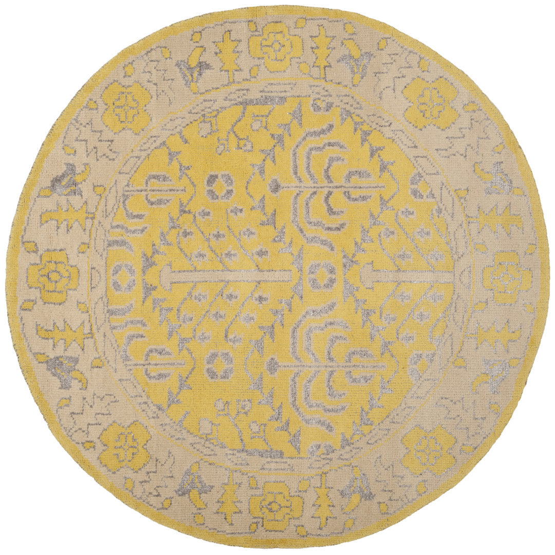 Brownsburg Stone Wash Hand Knotted 55% Wool, 10% Viscose, 35% Cotton Oriental Rug Bungalow Rose Rug Size: Round 6'