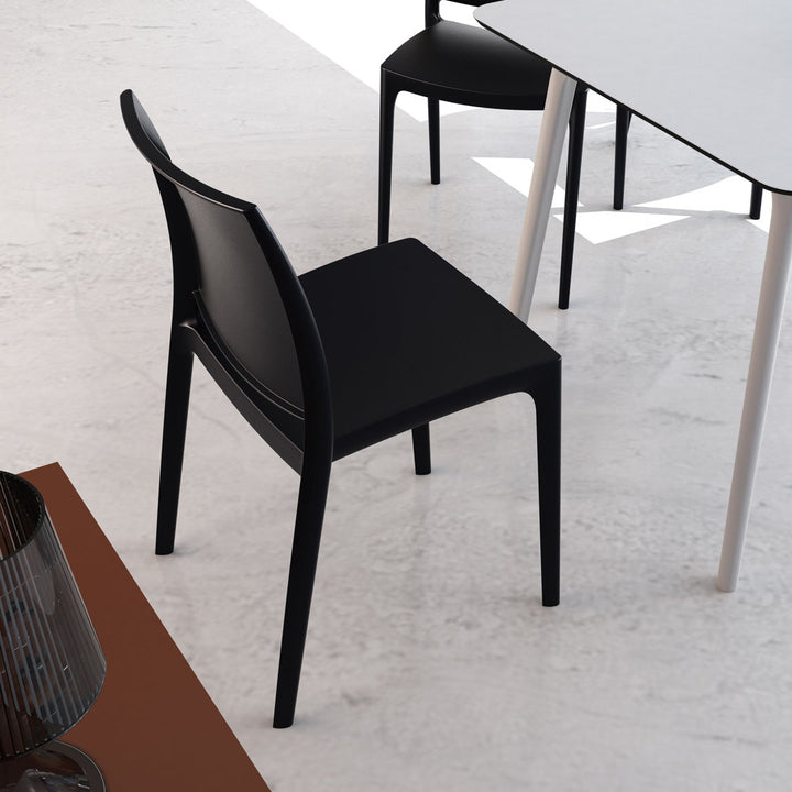 Burt Stacking Patio Dining Side Chair (Set of 2) AllModern Color: Black