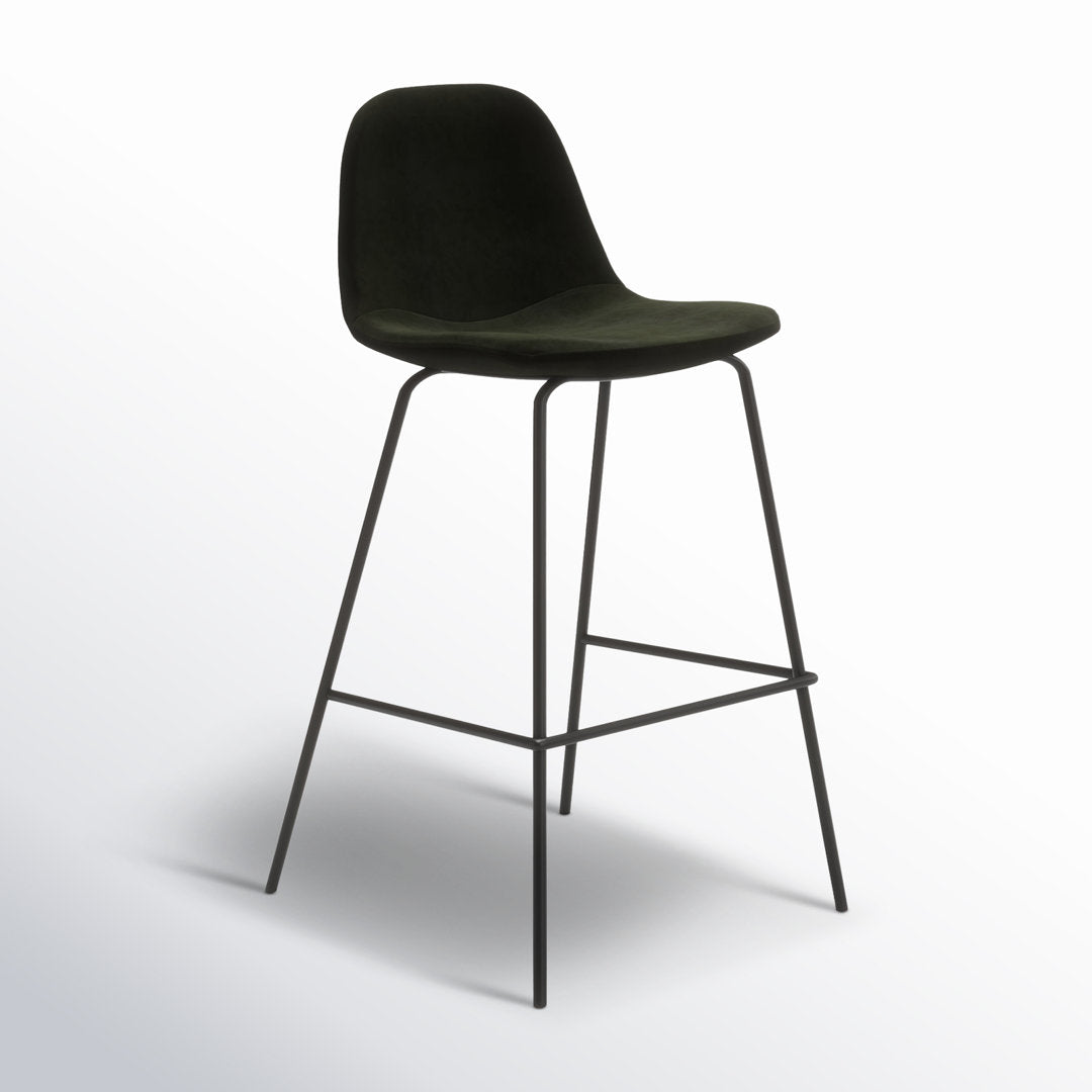 Kody Upholstered Bar & Counter Stool (Set of 2) AllModern Color: Bella Smoke Performance Velvet Seat Height: Counter Stool (23.5" Seat Height)