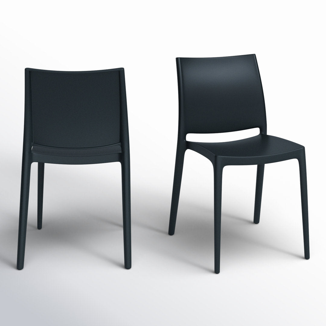 Burt Stacking Patio Dining Side Chair (Set of 2) AllModern Color: Black